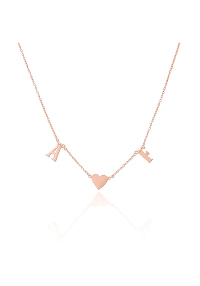 925 Ayar Gümüş İki Harf Bir Kalp Kolye 30-60 Cm Zincirli Gold Silver Rose Minimalist Tasarım Rose Gold