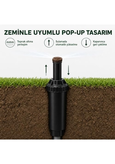 Rain 14419 Bird Us-412 Uni-sprey Gövdesi, 30,5 Cm Büyük Vanlu, Ayarlanabilir 0 360, Derece Başlık, 10,2 10,2 Cm Pop-up Rainbird Us412