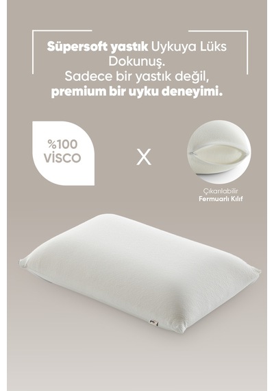 Ortopedik Visco Uyku Yastığı - Ortopedik Yastık - Süper Soft Tombul Visco Yastık Beyaz