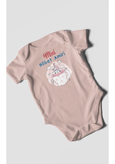 Mini Nöbet Amiri Baskılı Bebek Zıbını Çıtçıtlı Body %100 Pamuk Kısa Kol Pastel Pembe