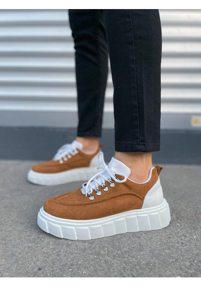 Mevese Duolc Bağcıklı Süet Erkek Günlük Rahat Taban Sneaker Ayakkabı - Taba