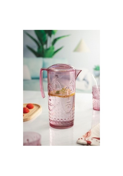 Northcity Akrilik Mürdüm Sürahi 2,3 Lt Bardak Seti + 6 Adet Kahve Yanı Bardağı 400 Ml