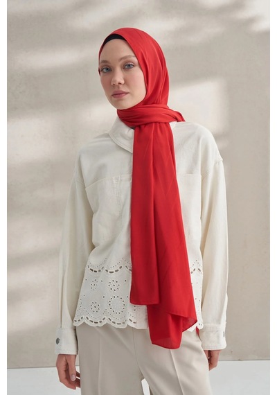 Armanda Krep Jakar Prizma Desen Şal - 70 X 190 Kırmızı