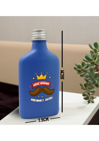 Bk Gift Kişiye Özel İsimli Baba Temalı Mavi Tasarım Cam Şişe Kolonya 200 ML 3