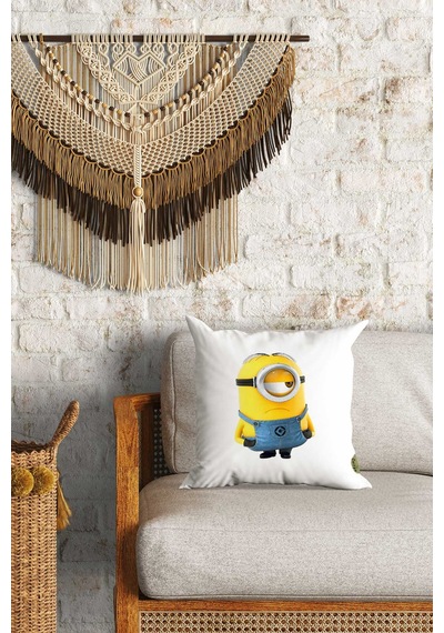 Minyonlar Desenli Çift Yön Dijital Baskılı Dekoratif Kırlent Kılıfı Yastık Kılıfı 39x39cm Çok Renkli
