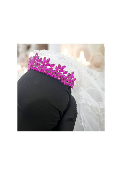 Kristal Taşlı Zarif Gelin,kına,nişan,söz,after,bride,party Taç Fuşya - 707821550 Fuşya