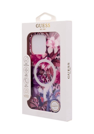 Apple iPhone 16 Pro Max Uyumlu Kılıf Guess Lisanslı Magsafe Özellikli Iml Baskılı Jungle Ring Mor