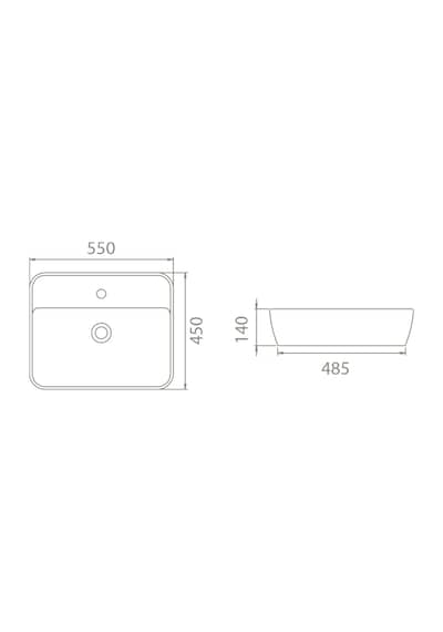 Turkuaz Seramik Cerastyle One 55 x 45 Tezgah Üstü Lavabo 076700-U