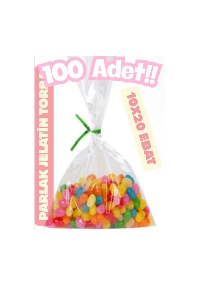 10x20 Şeffaf Jelatin Torba Kurabiye & Şeker İçin Şık, Hijyenik Paketleme 100' Lü Paket