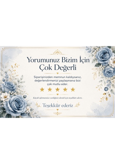 Çiçek Desenli 100 Adet Yorum Kartı 8x5 Cm 200 Gr Küçük İşletme Teşekkür Kartı