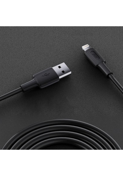12w 2.4a Usb-a To Lightning İphone İpad İle Uyumlu Silikon Hızlı Şarj Ve Data Kablosu Siyah 2 Metre