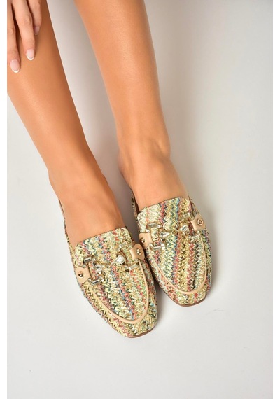 Fox Shoes U250009117 Renkli Hasır Kadın Terlik Renkli-hasır Çok Renkli