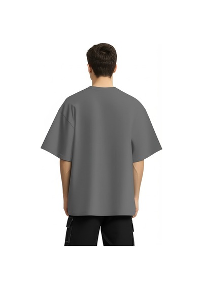 Nevermind Baskılı Oversize Tişört Erkek Streetwear T-shirt Antrasit