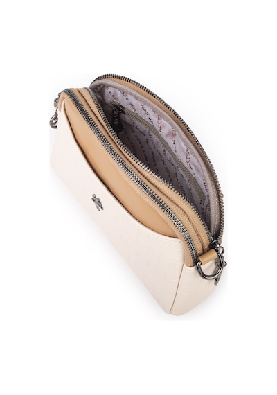 Nas Bag Kadın Mini Şık Çapraz Çanta Krem Camel Gofraj Krem - Camel