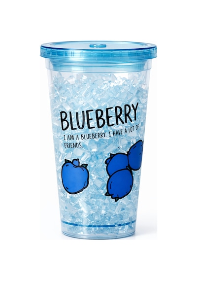 Buzlu Kırık Cam Görünümlü Smoothie Bardağı,450ml,sızdırmaz Kapaklı Soğuk İçecek Bardağı,bpa İçermez Mavi