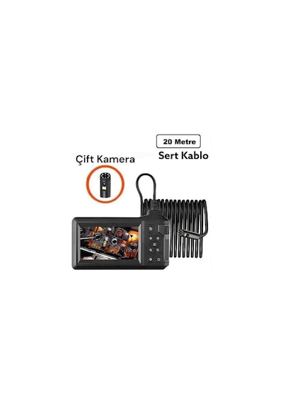 20 Metre Endoskop Ekranlı Yılan Kamera Kayıtlı 8mm 1080p Sert Kablo Ics-3320
