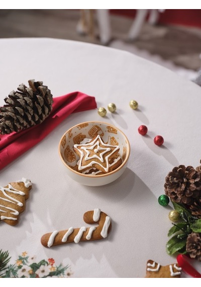 Karaca New Year Yılbaşı Gingerbread Round Çerezlik 10 Cm Beyaz