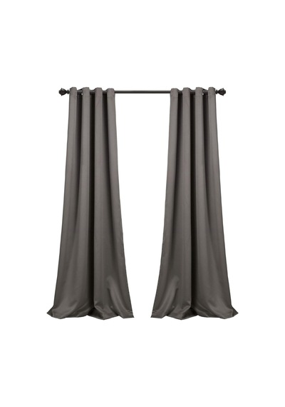 Lush Decor Lüks Karartmalı Fon Perde Metal Halkalı, Isı Izolasyonlu, Koyu Gri, 132 Cm X 213 Tek Parça