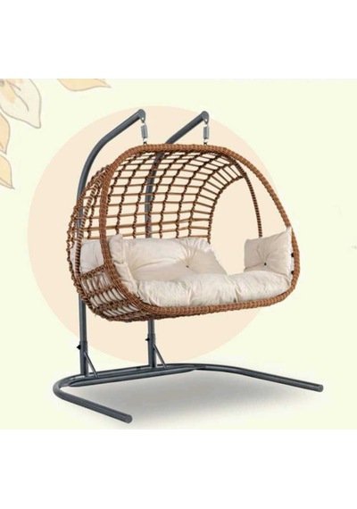 Beykan Bahce,balkon Ikı Kişilik Rattan Salıncak Kahverengi