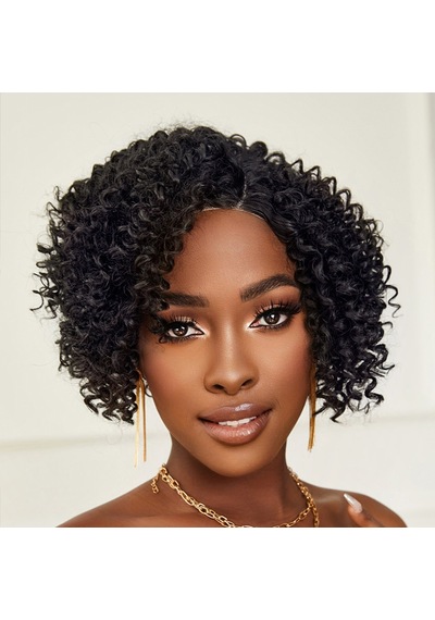 Siyah Kısa Afro Yan Tül Peruk - Zmff-582325 Çok Renkli