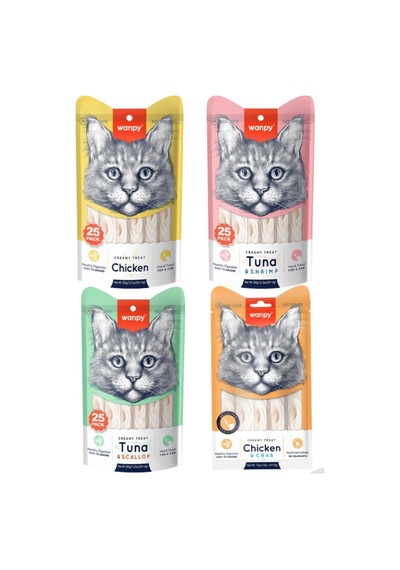 Wanpy Kedi Ödül Krema 25 Li Paket X 4 Çeşit 100 Adet