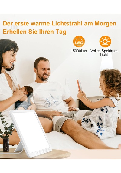 Gün Işığı Lambası 15000 Lux, Uv İçermeyen Led Işık Terapi Lambası Gün Işığı, Led Gün Işığı Lambası, Dokunmatik Kontrol Güneş Işığı Lambası, Ev/ofis İçin Tam Spektrum Lambası