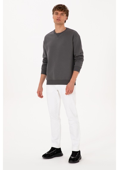 U.S. Polo Assn. Erkek Comfort Fit Bisiklet Yaka Şardonlu Gri Basic Sweatshirt 50313757-VR024
