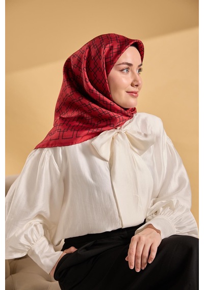 Silk Home Twill İpek Eşarp Zincir Kırmızı Çok Renkli
