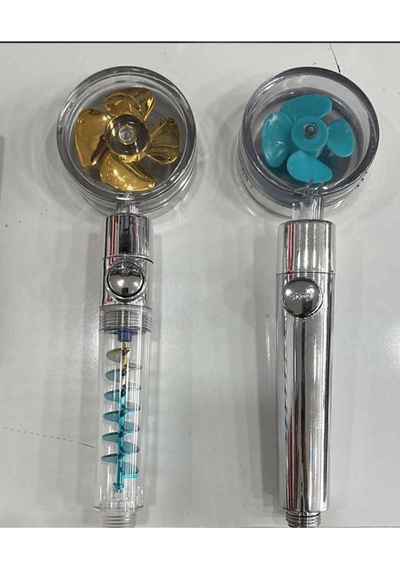 Lüx Su Tasarruflu 360 Derece Dönebilen Turbo Pervaneli Tazyikli Duş Başlığı Duş Başlığı Beyaz Krom Diğer