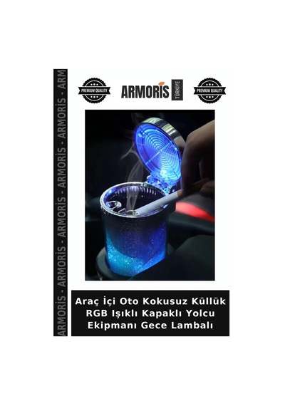 Araç İçi Oto Kokusuz Küllük Rgb Işıklı Kapaklı Yolcu Ekipmanı Gece Lambalı