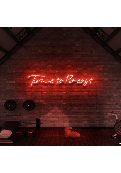 Time To Beast Yazılı Neon Tabela Kırmızı