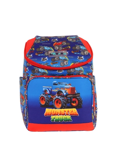 Kaukko İki Bölmeli Ergonomik Erkek Çocuk Okul Çantası Lacivert Kırmızı - Kamyon Desenli - L5257 Lacivert - Kırmızı