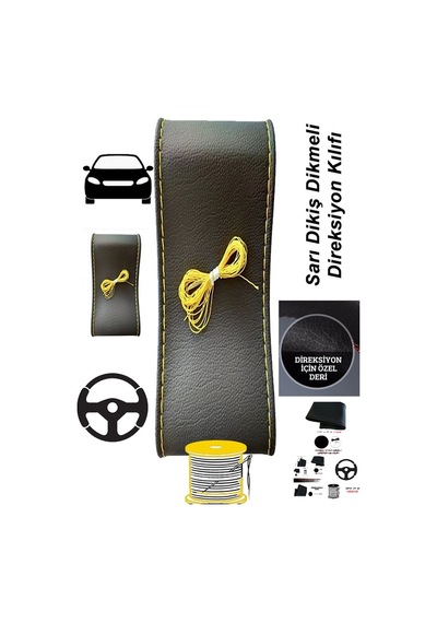 Opel Zafira C 2012 Ve Sonrası Deri Direksiyon Kılıfı Dikmeli Sarı Dikiş