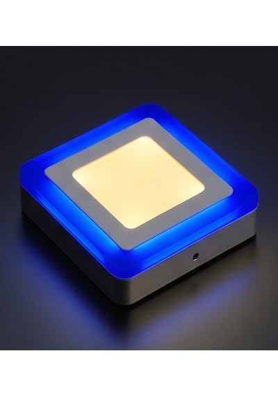 Kare Sıva Üstü Led Spot Armatür 9 Watt Çift Renk Üç Kademe Mavi Günışığı Gece Lambası