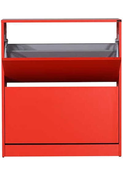 Flat Duo 2 Katlı Geniş Ayakkabılık Dolabı - Kırmızı