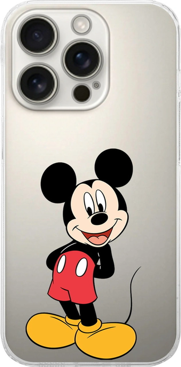 Apple Uyumlu iPhone 16 Pro İle Mickey Mouse 2 Baskılı Kamera Korumalı Şeffaf Kılıf