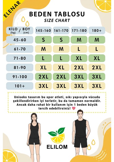 Elilom Elenar Sauna Kadın Termal Atlet Spor Kullanımına Uygun Siyah