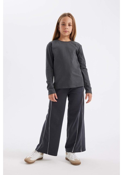 DeFacto Kız Çocuk Wide Leg Geniş Bol Paça Beli Lastikli Eşofman Altı C9674A824AUAR31 Antrasit