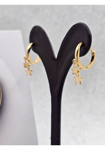 Xuping Yıldız Model Gold Renk Çelik Küpe Altın