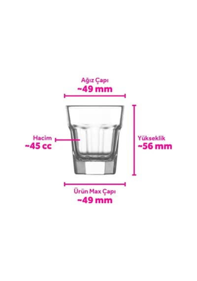 Lav Aras Cam Likör Bardağı 6'lı 45 ml (Shot/Şerbet Bardağı )