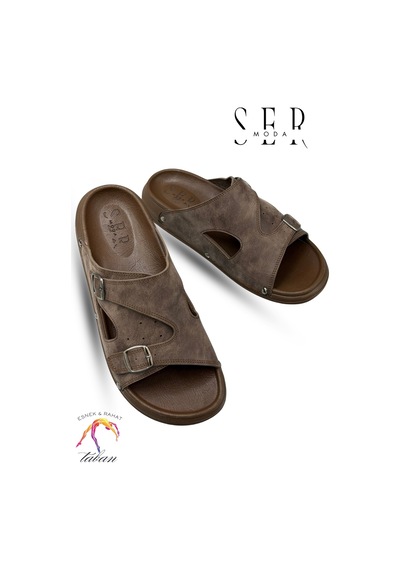 Sermoda Erkek Terlik - Çift Toka Ayarlanabilir Esnek Taban Deri Erkek Terlik T Kahve Kahverengi Sermoda Erkek Terlik - Çift Toka Ayarlanabilir Esnek Taban Deri Erkek Terlik T Kahve Kahverengi