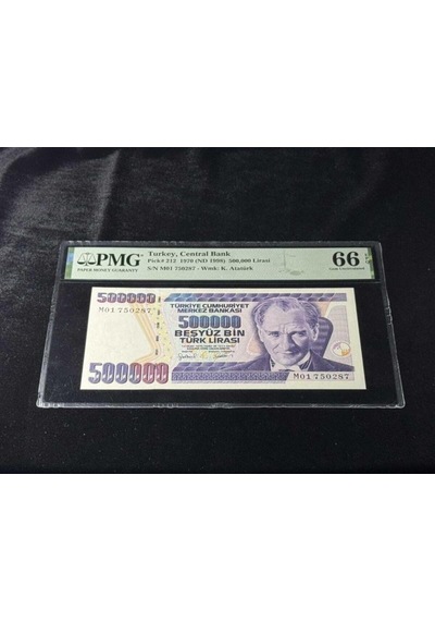 Türk Lirası Pmg 66 Epg Gem Unc Çil 500.000 Lira Pick 212 1970 Nd 1998 S/n M01 7. Emisyon 4. Terti