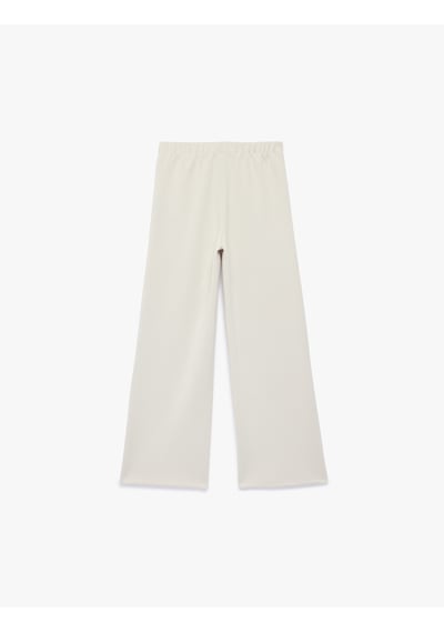 Koton Modal Karışımlı Rahat Kalıp Basic Geniş Paça Pantolon Bej 6skg40070ak Ekru