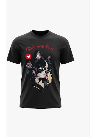 Urbantrendstore Unisex Pet Köpek Temalı Oversize Fit Rahat Geniş Salaş T-shirt Günlük Tişört Siyah