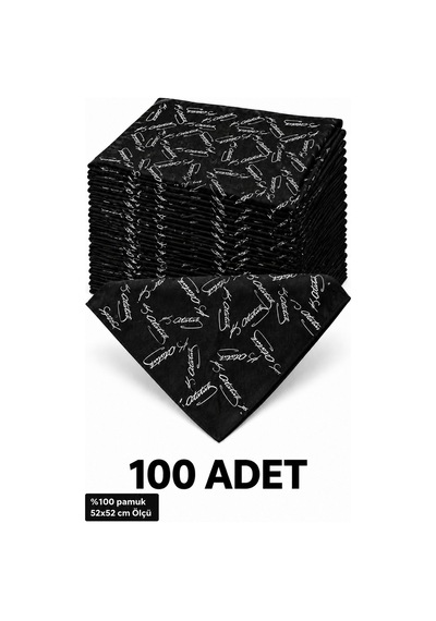 Herşeynota 100 Adet Siyah Atatürk İmzalı %100 Pamuk Fular Bandana 52x52 Cm Etkinlik Gösteri Çok Renkli