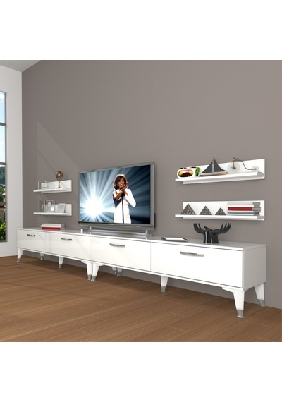 Decoraktiv Eko 360r Slm Silver Tv Ünitesi Tv Sehpası Parlak Beyaz