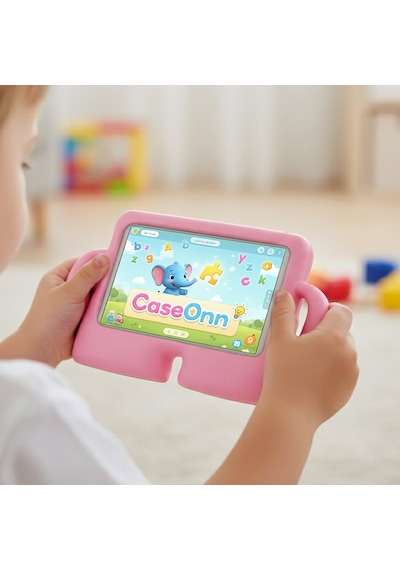 Caseonn Samsung Galaxy Uyumlu Tab S7 Fe / Tab S9 Fe Plus Kılıf Tutma Kollu Silikon Açık Pembe Diğer