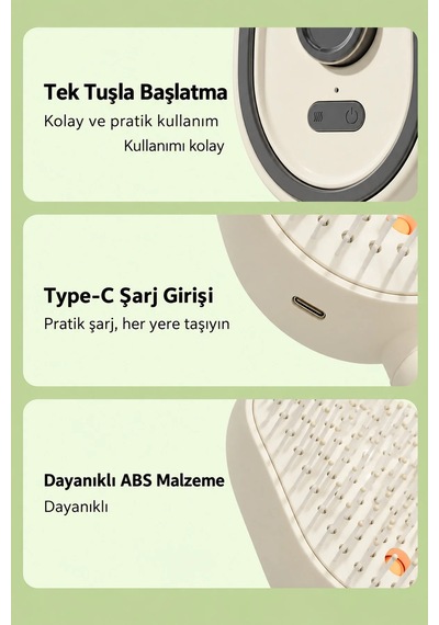 Exenar - Sarı - Spreyli Elektrikli Saç Tarağı 10ml Su Yağ Hazneli Antistatik Saç Bakım Fırça Elektriklenme Önleyici