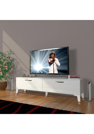 Decoraktiv Eko 140 Mdf Std Silver Tv Ünitesi Tv Sehpası - Ceviz - Siyah Parlak Beyaz