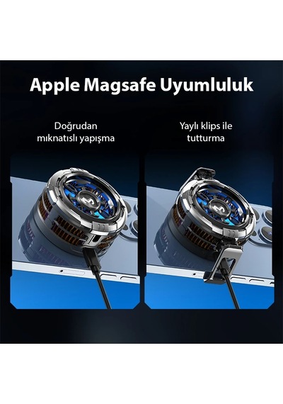 Memo Cx08 İos Android Soğutucu 15w Manyetik + Arka Klips 2'si 1 Arada Yarı İletken Soğutma Fanı Radyatörü- 5775